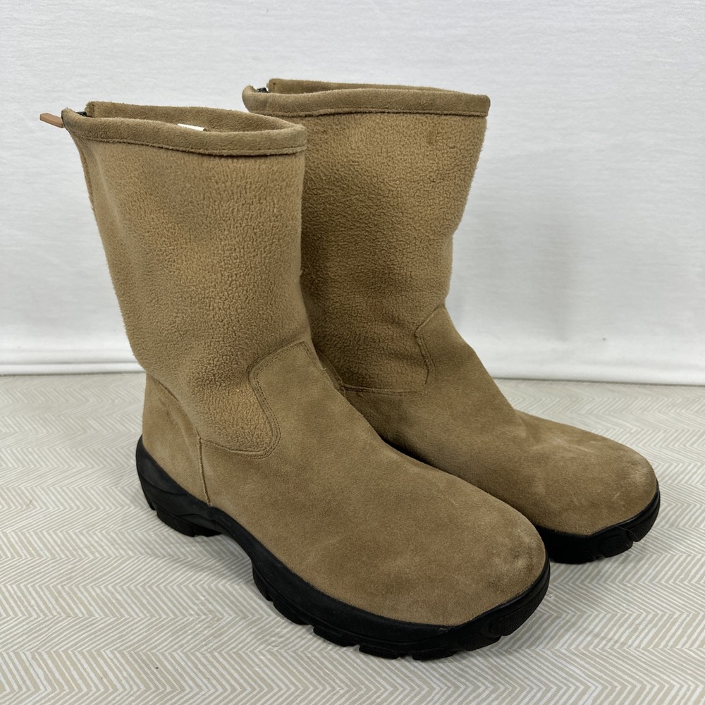 Lands End Boots Women's 7H/B 93160 Tan Chestnut Suede Fleece Lined Winter Warm